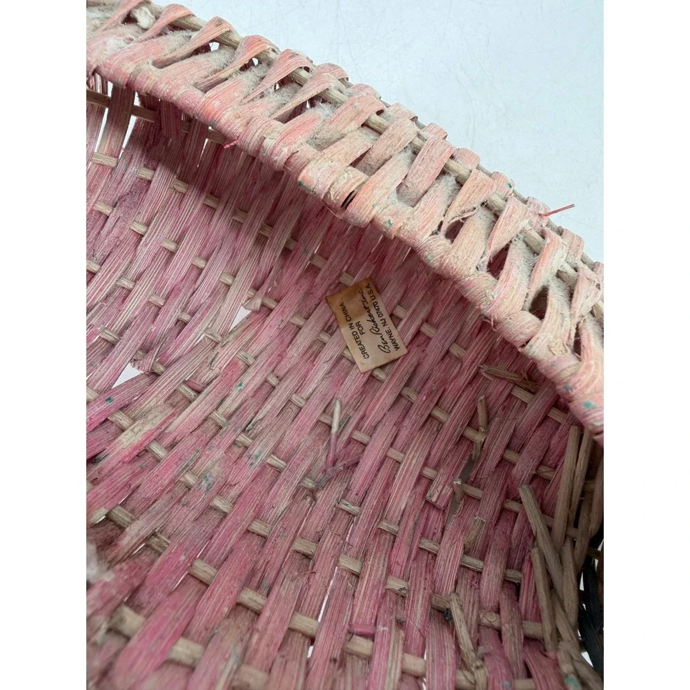 Ben Rickert Wicker Conch Shell Basket Small Pink Coastal Cottagecore Decor